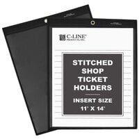 C-Line 45114 11 inch x 14 inch Clear / Black Stitched Shop Ticket Holder - 25/Box