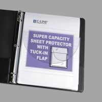 C-Line 61027 11 inch x 8 1/2 inch Super Heavy Weight Top-Loading Clear Vinyl Sheet Protector with Tuck-In Flap - 10/Pack