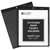 C-Line 45911 8 1/2 inch x 11 inch One Side Clear Stitched Shop Ticket Holder with 50 Sheet Capacity - 25/Box