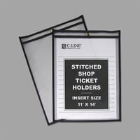 C-Line 46114 11 inch x 14 inch Double Sided Clear Stitched Shop Ticket Holder with 75 Sheet Capacity - 25/Box