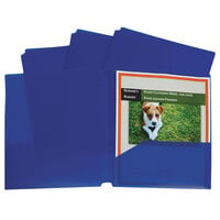 C-Line 32935 Letter Size Blue 3-Hole Punch 2-Pocket Heavy Weight Poly Portfolio Folder - 25/Box