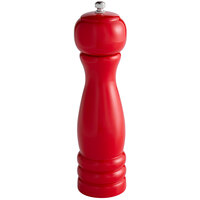 Acopa 8 inch Glossy Red Wooden Salt / Pepper Mill