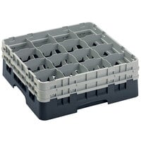 Cambro 16S534110 Camrack 6 1/8 inch High Customizable Black 16 Compartment Glass Rack