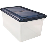 Advantus 55797 Clear Extra-Capacity File Tote with Navy Hinged Lid