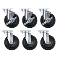 Vulcan CASTERS-RR6 Equivalent 5 inch Swivel Plate Casters for SX60 Series - 6/Set