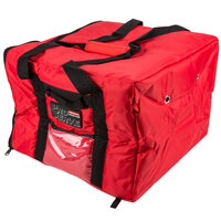 Rubbermaid FG9F3800RED ProServe Medium Red Insulated Nylon Delivery Pizza Bag - 17" x 17" x 13"