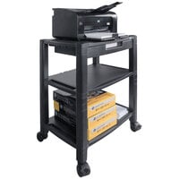 Kantek PS640 Black Wide 3-Shelf Mobile Printer Stand - 20 inch x 13 1/4 inch x 24 1/2 inch