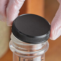 Black Induction Lined Flat Spice Container Lid with a 53/400 Finish