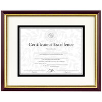 DAX 2703S2RX 8 1/2 inch x 11 inch Mahogany / Gold Plastic Document / Certificate Frame