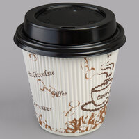 Choice 8 oz. Sleeveless Bean Print Paper Hot Cup and Lid - 100/Pack