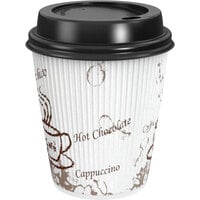 Choice 10 oz. Sleeveless Bean Print Paper Hot Cup and Lid - 100/Pack