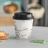Choice 10 oz. Sleeveless Bean Print Paper Hot Cup and Lid - 100/Pack