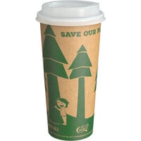 EcoChoice 20 oz. Kraft Tree Print Hot Cup and Lid - 100/Pack
