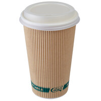 EcoChoice 16 oz. Sleeveless Kraft Paper Hot Cup and Lid - 100/Pack