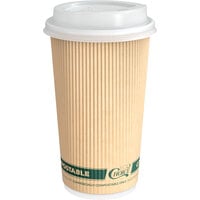 EcoChoice 16 oz. Sleeveless Kraft Paper Hot Cup and Lid - 100/Pack