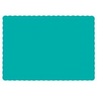 Hoffmaster 310527 10 inch x 14 inch Teal Colored Paper Placemat with Scalloped Edge   - 1000/Case