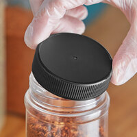 Black Induction Lined Spice Container Lid with Flat Top and 63/485 Finish