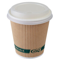 EcoChoice 10 oz. Sleeveless Kraft Paper Hot Cup and Lid - 100/Pack