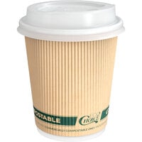 EcoChoice 10 oz. Sleeveless Kraft Paper Hot Cup and Lid - 100/Pack