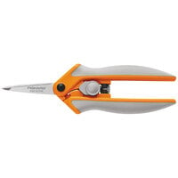 Fiskars 1905001001 5 inch Stainless Steel Micro-Tip Easy-Action Scissors with Orange / Gray Softgrip Handle