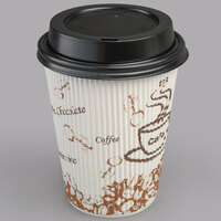 Choice 12 oz. Sleeveless Bean Print Paper Hot Cup and Lid - 100/Pack