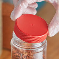 Red Induction Lined Spice Container Lid with Flat Top and 63/485 Finish