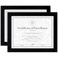 DAX N15832 8 1/2 inch x 11 inch Black Wood Document / Certificate Frame Set - 2/Set
