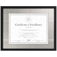 DAX N15788ST 8 1/2 inch x 11 inch Black Wood Document / Certificate Frame with Silver Metal Mat