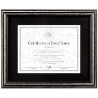 DAX N15790ST 8 1/2 inch x 11 inch Antique Charcoal Brushed Wood Document / Certificate Frame with Black Mat