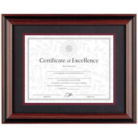 DAX N15786ST 8 1/2 inch x 11 inch Rosewood / Black Plastic Document / Certificate Frame with Mat