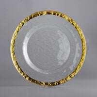 10 Strawberry Street ALG-340 Alpine 13 inch Gold Rim Glass Charger Plate - 12/Pack