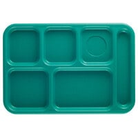Cambro BCT1014414 Budget Right Handed ABS Plastic Teal 6 Compartment Serving Tray - 24/Case