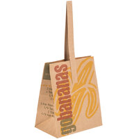 1/2 Peck "Go Bananas - Sophomore" Natural Brown Kraft Paper Produce Market Stand Bag with Handle - 50/Pack