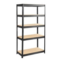 Safco 6245BL Black Steel 5 Shelf Boltless Commercial Shelving with Particleboards - 36 inch x 18 inch x 72 inch