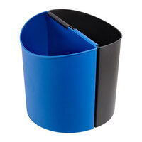 Safco 9927BB 3 Gallon Dual Black / Blue Round Recycle Can / Wastebasket
