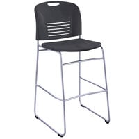 Safco 4295BL Vy Series Black Plastic Stackable Bistro Chair with Sled Base