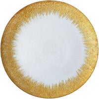 Bon Chef 200000G Tavola 13 inch Gold Foil Rim Glass Charger Plate - 8/Pack
