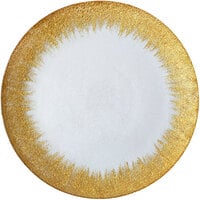 Bon Chef 200000G Tavola 13" Gold Foil Rim Glass Charger Plate - 8/Pack