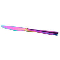 Bon Chef S3011RB Manhattan 9 inch 13/0 Extra Heavy Weight Rainbow PVD Stainless Steel Solid Handle Dinner Knife - 12/Pack