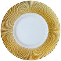 Bon Chef 200001G Tavola 13" Gold Diamond Rim Glass Charger Plate - 8/Pack