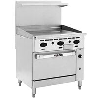 Vulcan 36R-36G Endurance Natural Gas Range with 36" Manual Griddle and Refrigerated Base - 60,000 BTU