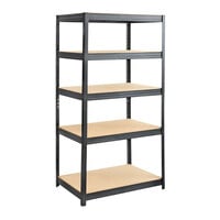 Safco 6247BL Black Steel 5 Shelf Boltless Commercial Shelving with Particleboards - 36 inch x 24 inch x 72 inch