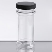 7 oz. Round Plastic Induction Lined Spice Container with Black Lid