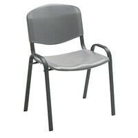 Safco 4185CH Charcoal Plastic Contour Stacking Chair with Steel Frame - 4/Case