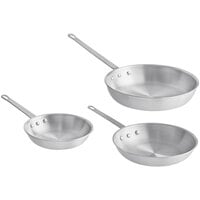 Choice 3-Piece Aluminum Fry Pan Set - 8", 10", and 12" Frying Pans