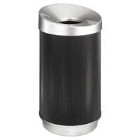 Safco 9799BL At-Your-Disposal Vertex 38 Gallon Black / Chrome Indoor / Outdoor Round Trash Can