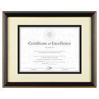 Dax N2709S6T 11 inch x 14 inch Black Document Frame with 8 1/2 inch x 11 inch Insert and Gold Trim