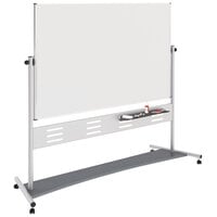 MasterVision QR5507 Gold Ultra 70 13/16" x 47 3/16" Magnetic Mobile Reversible Presentation Dry Erase Board with Silver Frame