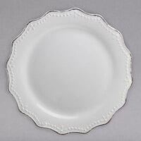 10 Strawberry Street OXFRD-4 Oxford 8 1/4 inch Silver/Metallic Rim White Stoneware Salad Plate - 24/Case