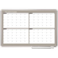 MasterVision GA05105830 Gold Ultra 48 inch x 36 inch Magnetic Four Month Enameled Steel Dry Erase Board Planner with Silver Aluminum Frame